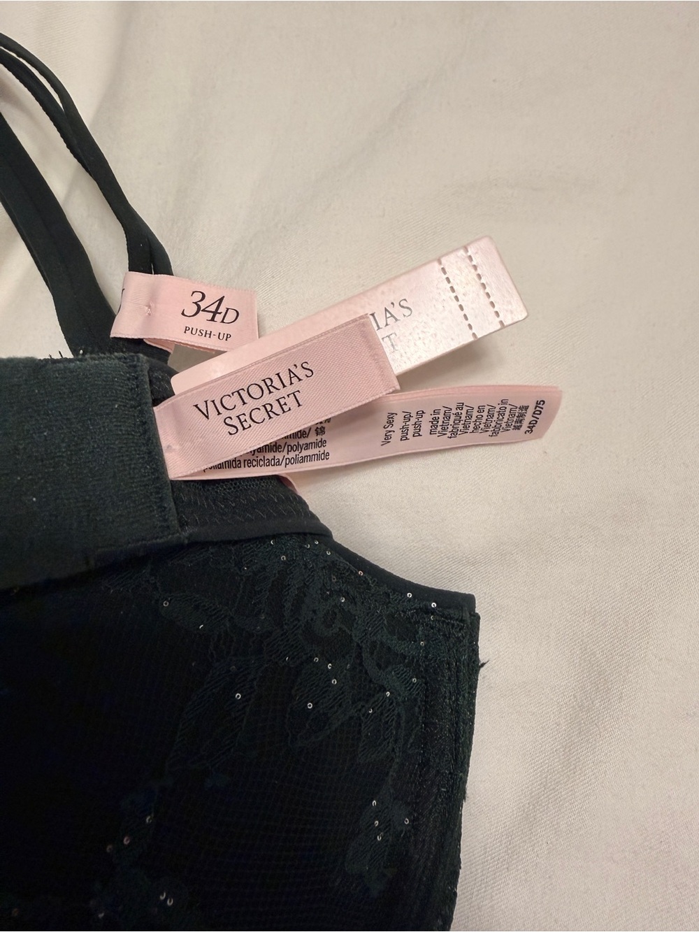 Victoria’s Secret 34D Push-Up Bra & Lace Thong Set NWT Dark Green - Picture 5 of 10